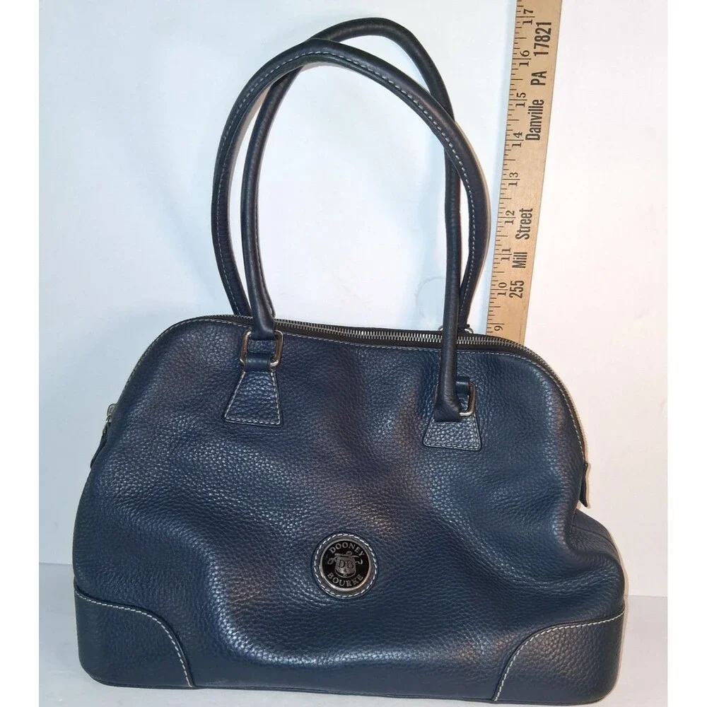 Dooney & Bourke navy Pebbled Leather Double Handles Satchel w/ wallet
